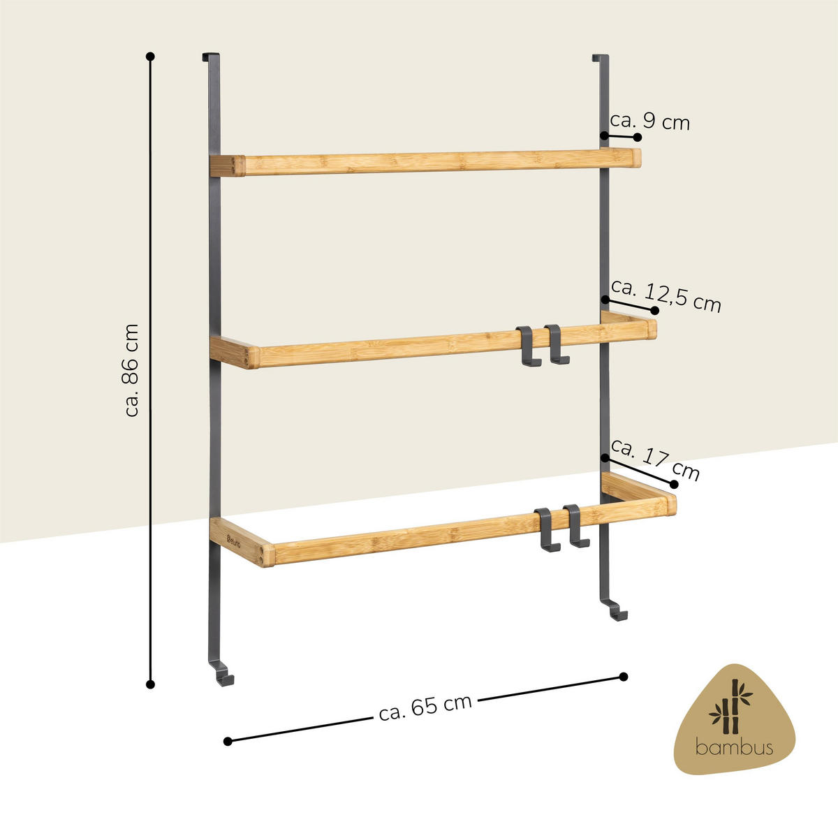 TÜR-HÄNGEREGAL, grau - Grau, Holz (65/86/17cm) - eluno