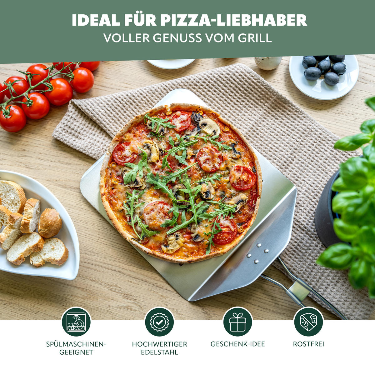 PIZZAHEBER, silber, Edelstahl - Edelstahlfarben, Metall (24/24/55cm) - bremermann