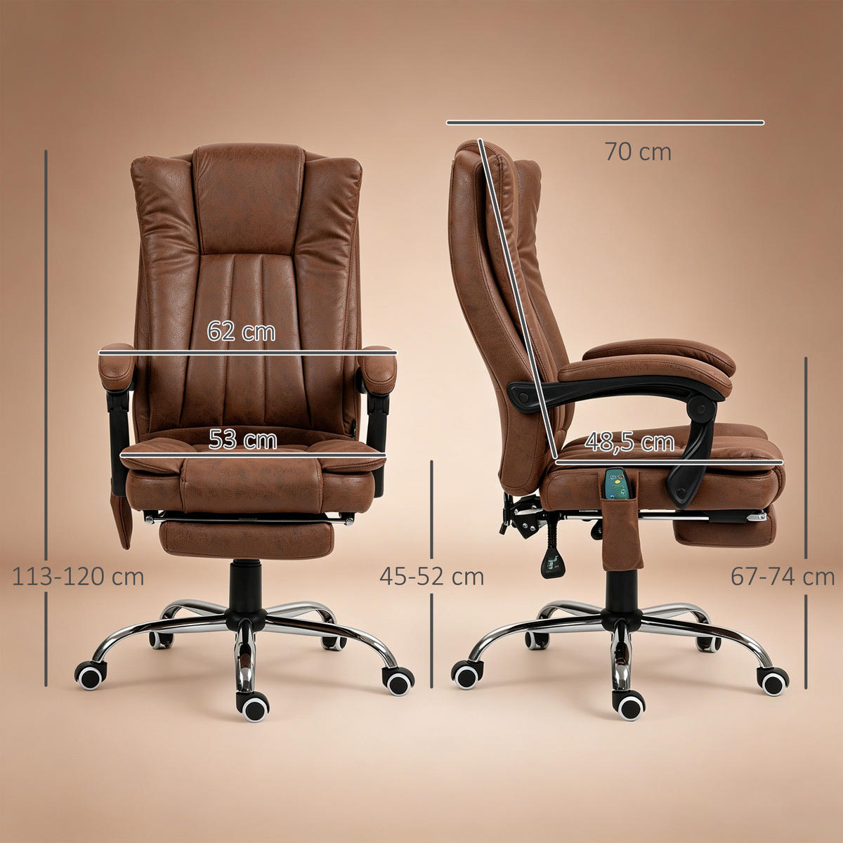 BÜROSTUHL Braun 62.0/67.0/120.0 cm - Braun, Textil (67/120/62cm)