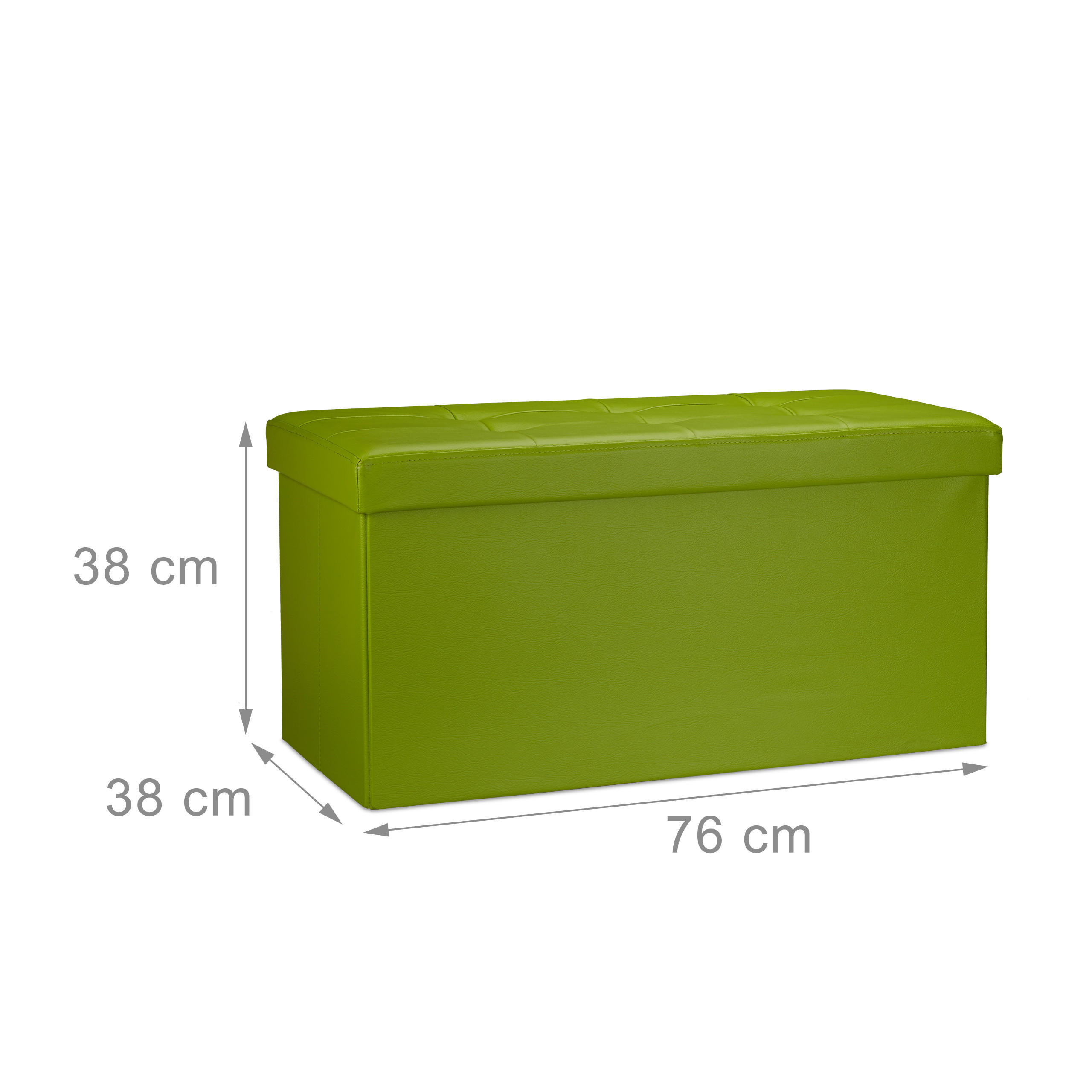 Thumbnail - Relaxdays Sitzbank, Grün, Holzwerkstoff, Kunststoff, Textil, 38x38x76 cm, Wohnzimmer, Hocker, Sitzhocker