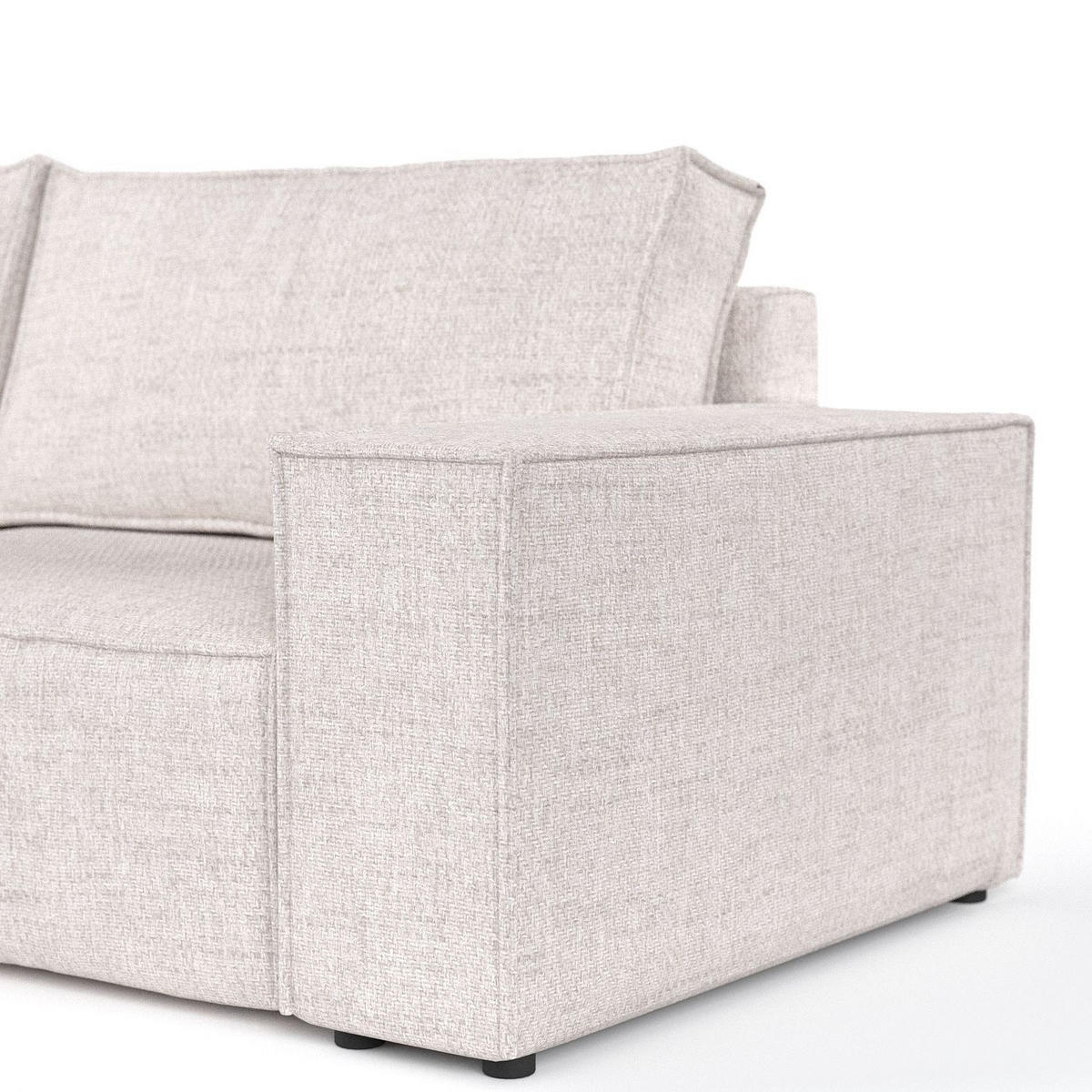 ECKSOFA CAVO mit Schlaffunktion Hellbeige im Neve Stoff - Sandfarben/Schwarz, Holz/Holzwerkstoff (255/148cm) - AltaBeds