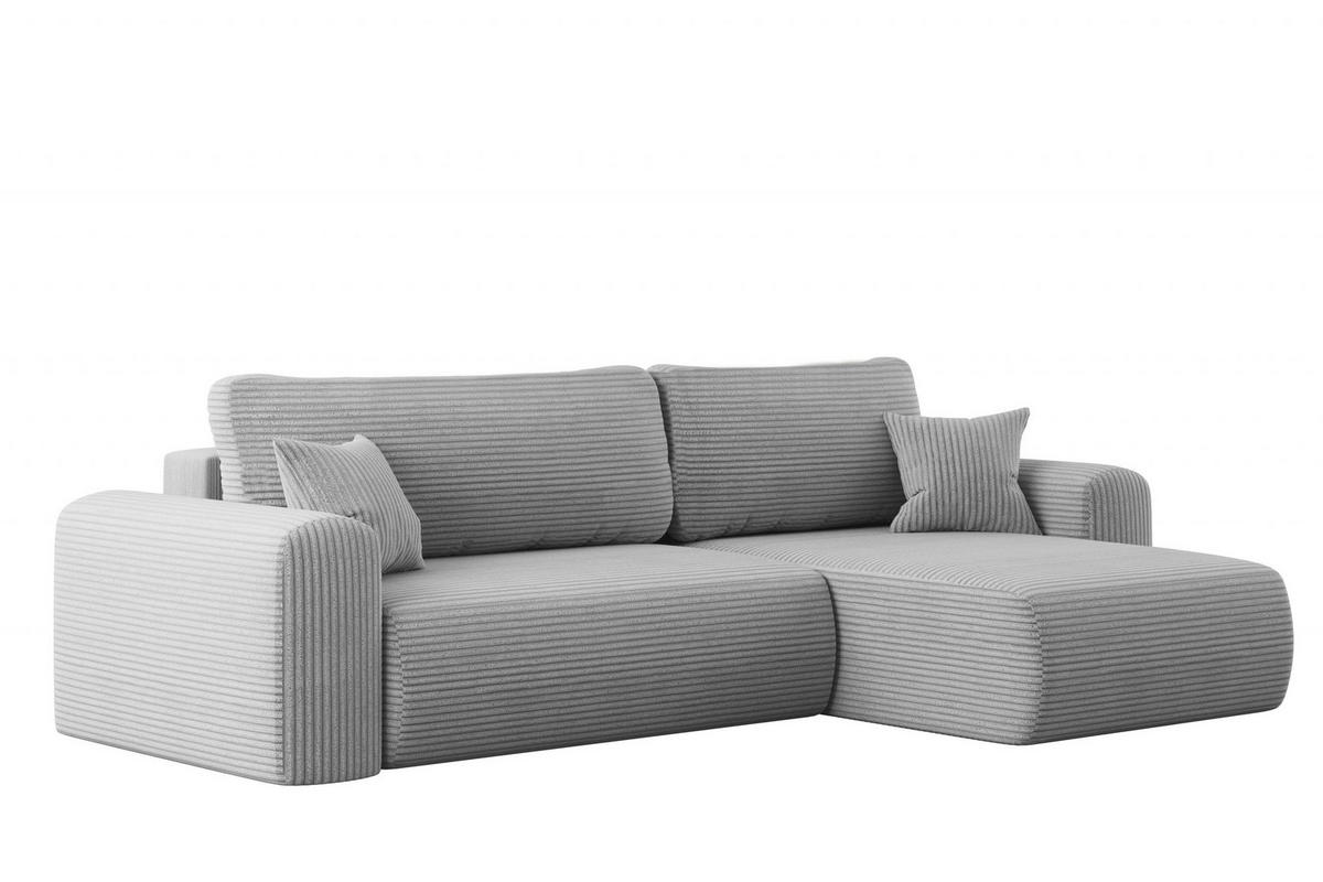 ECKSOFA Mit Schlaffunktion und Stauraum für Bettzeug Capri Stoff Poso Hellgrau Rechts - Hellgrau, Holz/Textil (272/145cm) - Kaiser Möbel