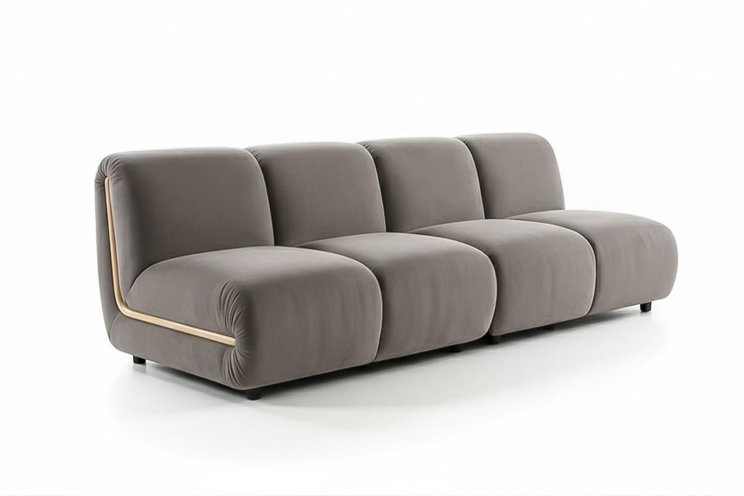 MODULSOFA LAYLA Taupe Velvet - Taupe/Schwarz, Buchenholz/Textil (183/74/99cm) - KAWOLA