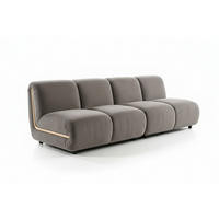 MODULSOFA LAYLA Taupe Velvet - Taupe/Schwarz, Buchenholz/Textil (183/74/99cm) - KAWOLA