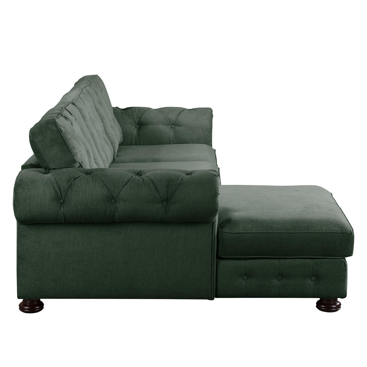 ECKSOFA mit Longchair - Microfaser - Olivgrün, Textil (302/166cm) - home24