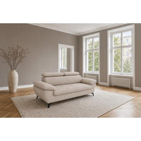 3-SITZER Karlstad Flachgewebe Beige verstell. Kopfstützen B 215 cm - Naturfarben, Kunststoff/Textil (215/84/100cm) - foamnova