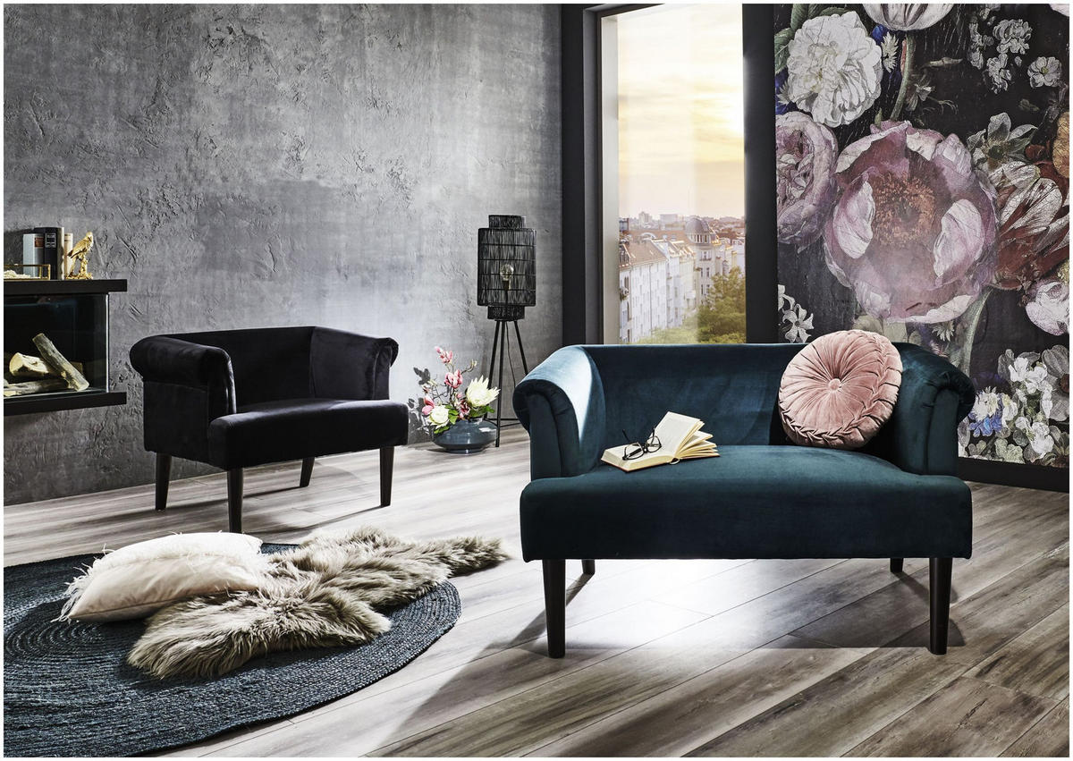 LOVESEAT Charlie Samt, Grün - Grün, Textil (118/70/84cm) - ATLANTIC home collection