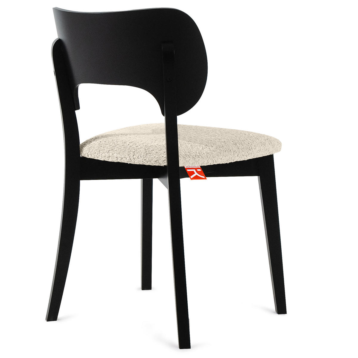 HOLZSTUHL LYCO Esstischstühl 2-er Set, Bouclé - Creme/Schwarz, Holz/Textil (47/80.5/45cm) - KONSIMO®
