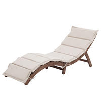 GARTENLIEGE - Akazie massiv / Webstoff - Beige, Holz/Textil (54/55/168cm) - home24