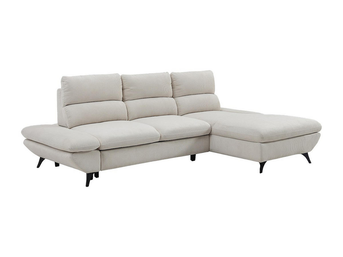 ECKSOFA Ecke rechts zum Ausklappen mit vor- und zurückklappbarer Rückenlehne aus Cordvelours Beige - LIORI - Beige, Textil (282/196cm) - Vente-Unique