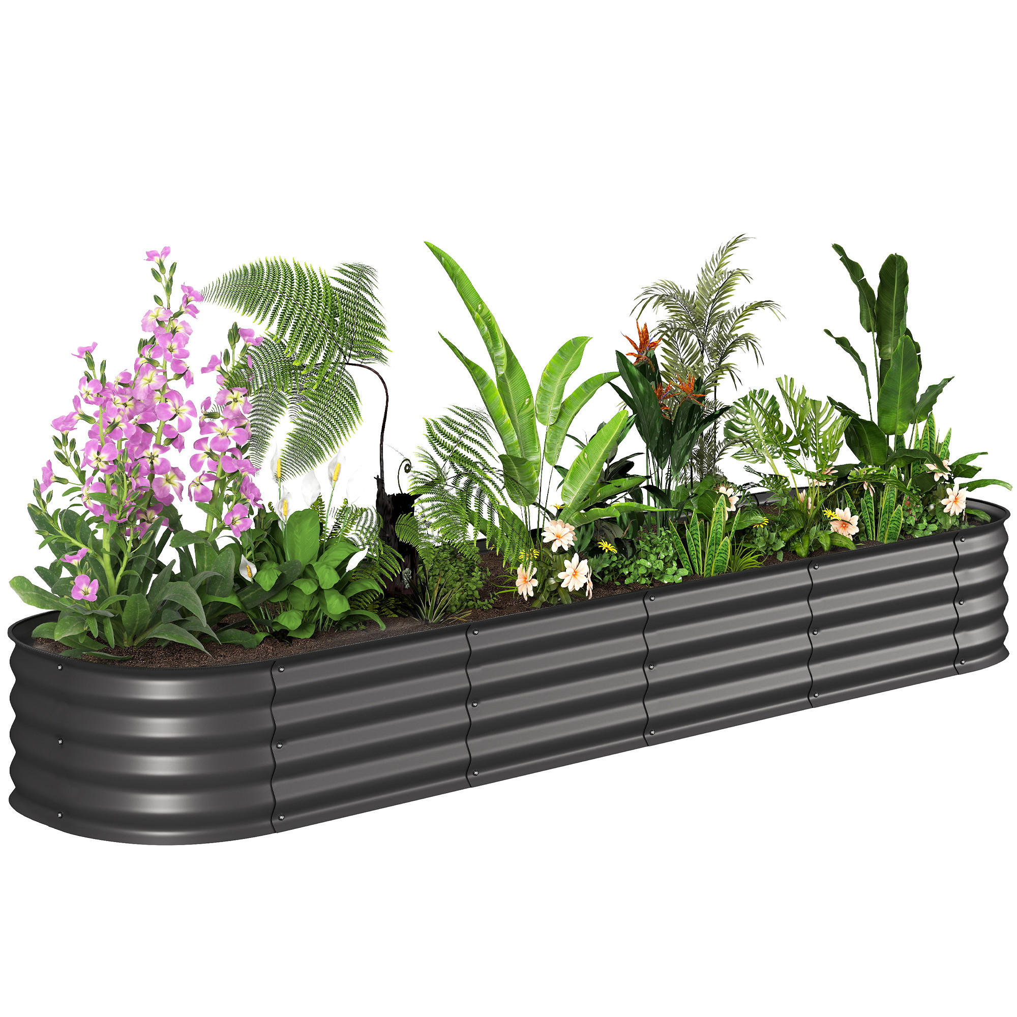 HOCHBEET DE-12246 modular 240/62/30 cm mit Gummikante Dunkelgrau - Dunkelgrau, Metall (240/30/62cm) - ComfortXL