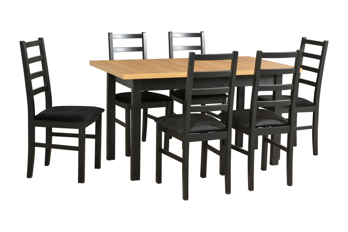 STUHL 2er Set Nilo 8, schwarz - Schwarz/Graphitfarben, Holz (43/94/40cm) - Leaf Design