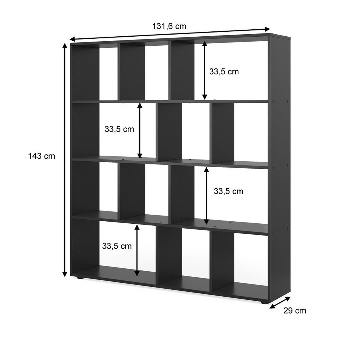 RAUMTEILER Pilar Schwarz 131.6 x 143 cm - Schwarz, Holzwerkstoff (131.6/143/29cm) - Vicco