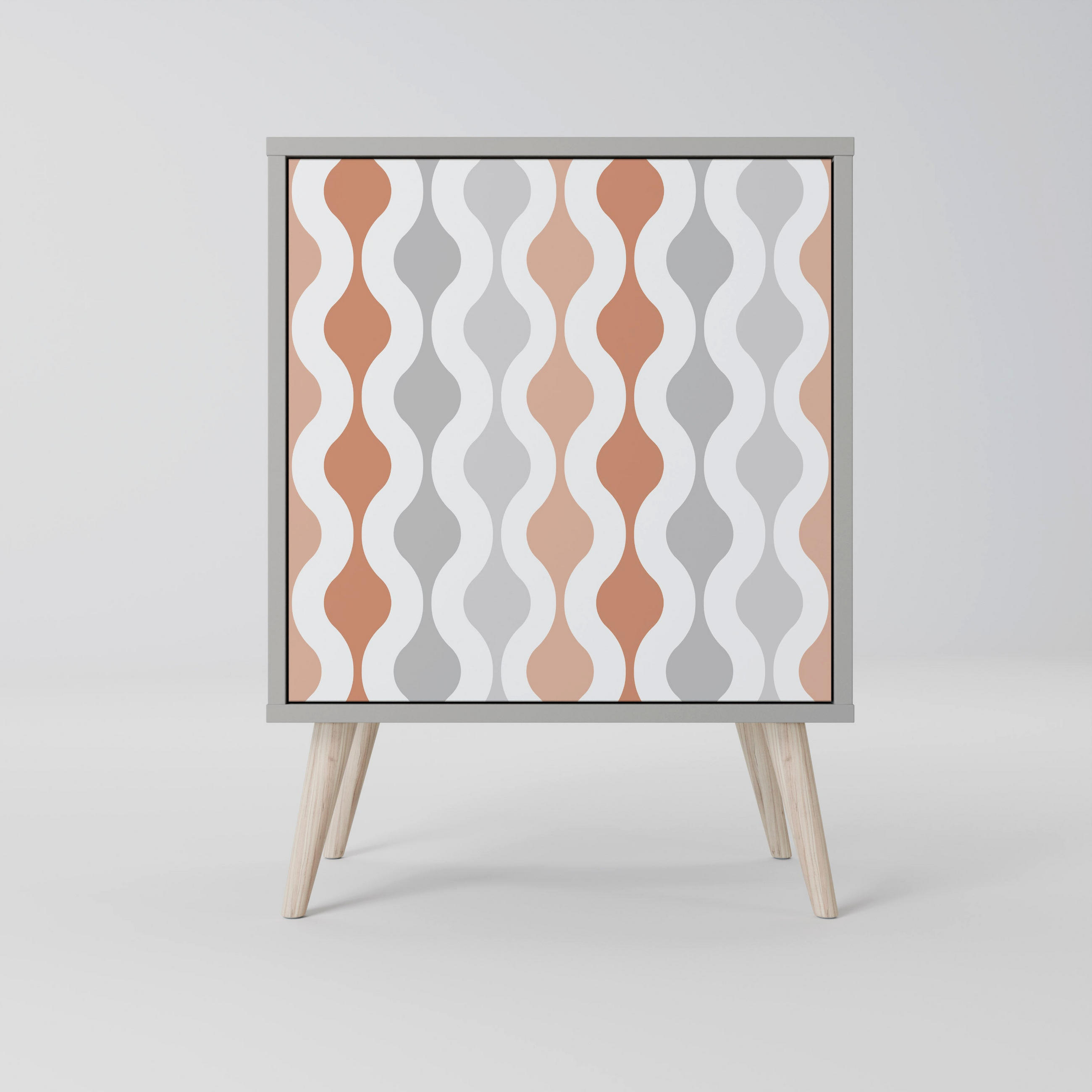 SIDEBOARD HAZY NOSTALGIA, Grau, 57,5x42x77,5 cm, Schräge Buchenholzfüße - Buchefarben/Multicolor, Holzwerkstoff/Buchenholz (57.5/77.5/42cm) - SpaceRebels