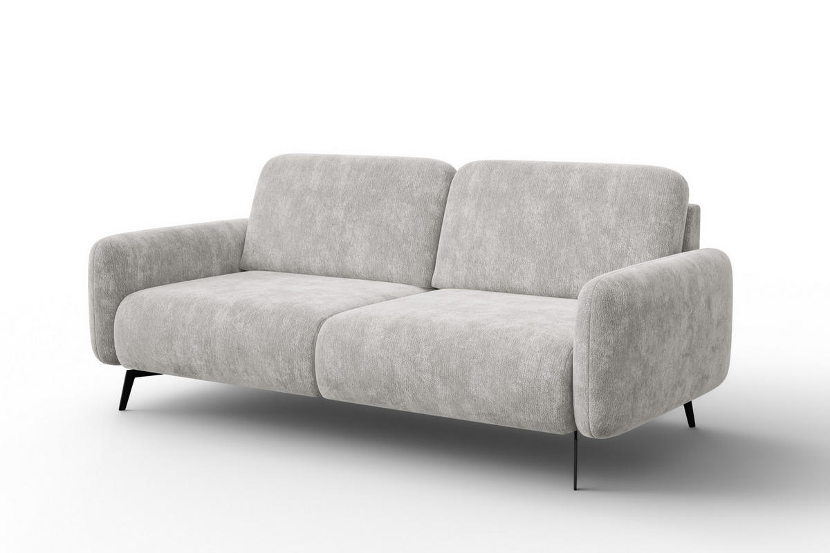 SOFA FEBE 3-Sitzer, hellgrauer Chenille-Stoff - Hellgrau/Schwarz, Holz/Textil (190/82/96cm) - Wozimo