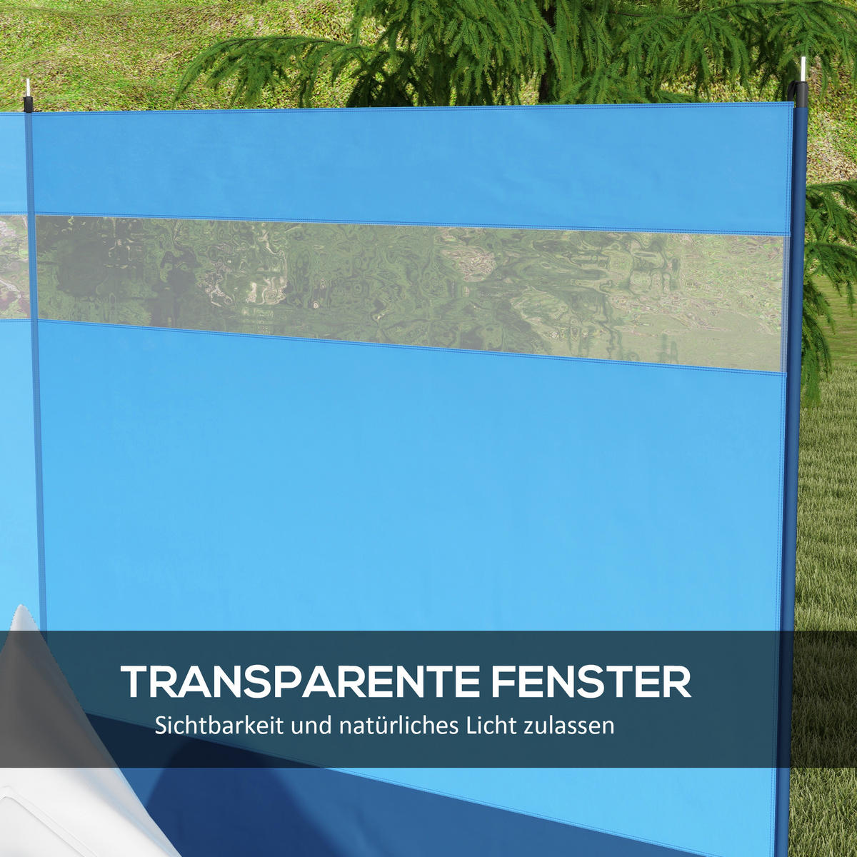 WINDSCHUTZ 3er Set Polyester Stahl Blau - Blau, Kunststoff (1/140cm) - Outsunny
