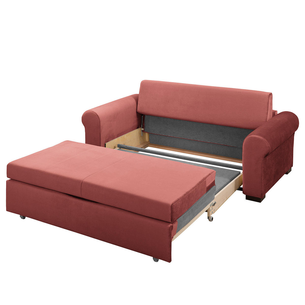 SCHLAFSOFA - Transparent/Altrosa, Birkenholz/Textil (185/95/90cm) - home24