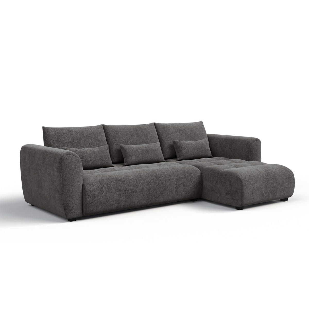 ECKSOFA SORENO 4-Sitzer, dunkelgrau - Dunkelgrau/Schwarz, Holz/Textil (293/171cm) - Courtois Laville
