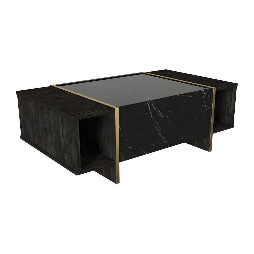 Thumbnail - Vente-Unique Couchtisch, Schwarz, Stein, Rechteckig, 60x37.3x103.8 cm, Wohnzimmer, Wohnzimmertische, Couchtische