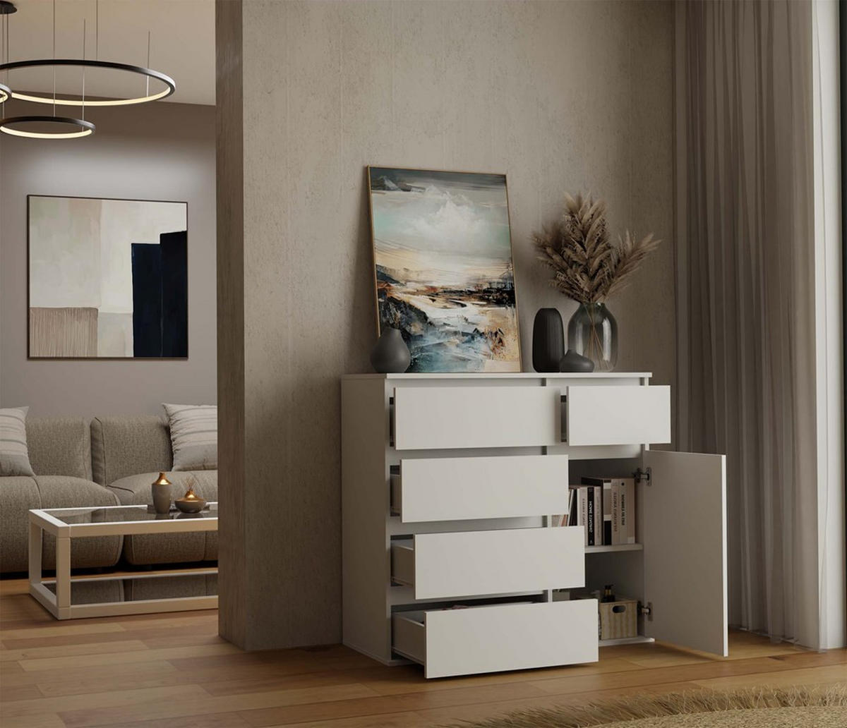 KOMMODE Weiß 100/93/40 - Weiß, Holzwerkstoff (100/93/40cm) - RAUMHIRSCH FURNITURE