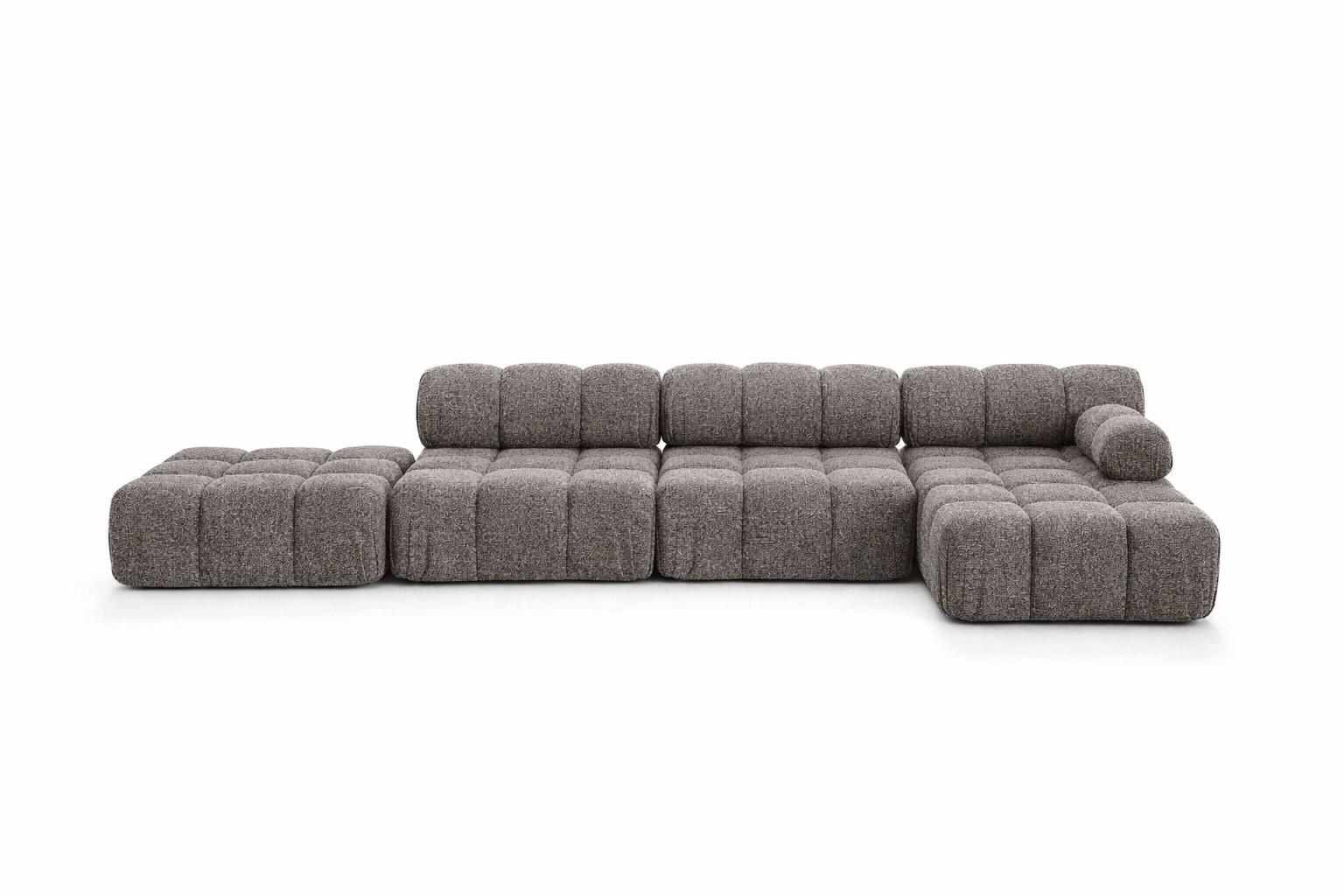ECKSOFA L-Form XL, Stoff Bouclé Abriamo, Braun, Rechts, Selia L XL - Braun, Holz (380/160cm) - Kaiser Möbel