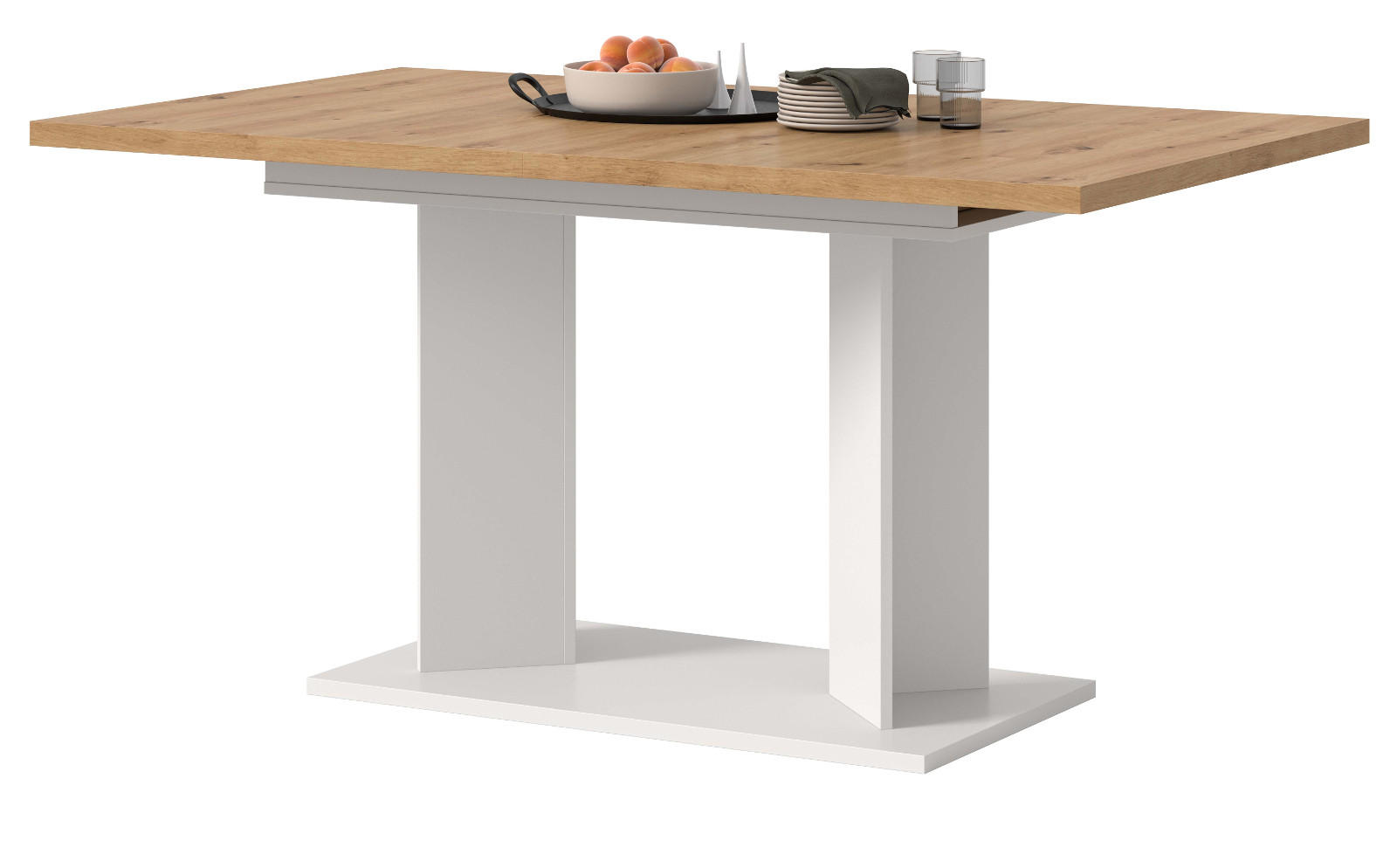 Inn.Furn Esstisch Eiche Artisan, Weiß 150x76x90 cm