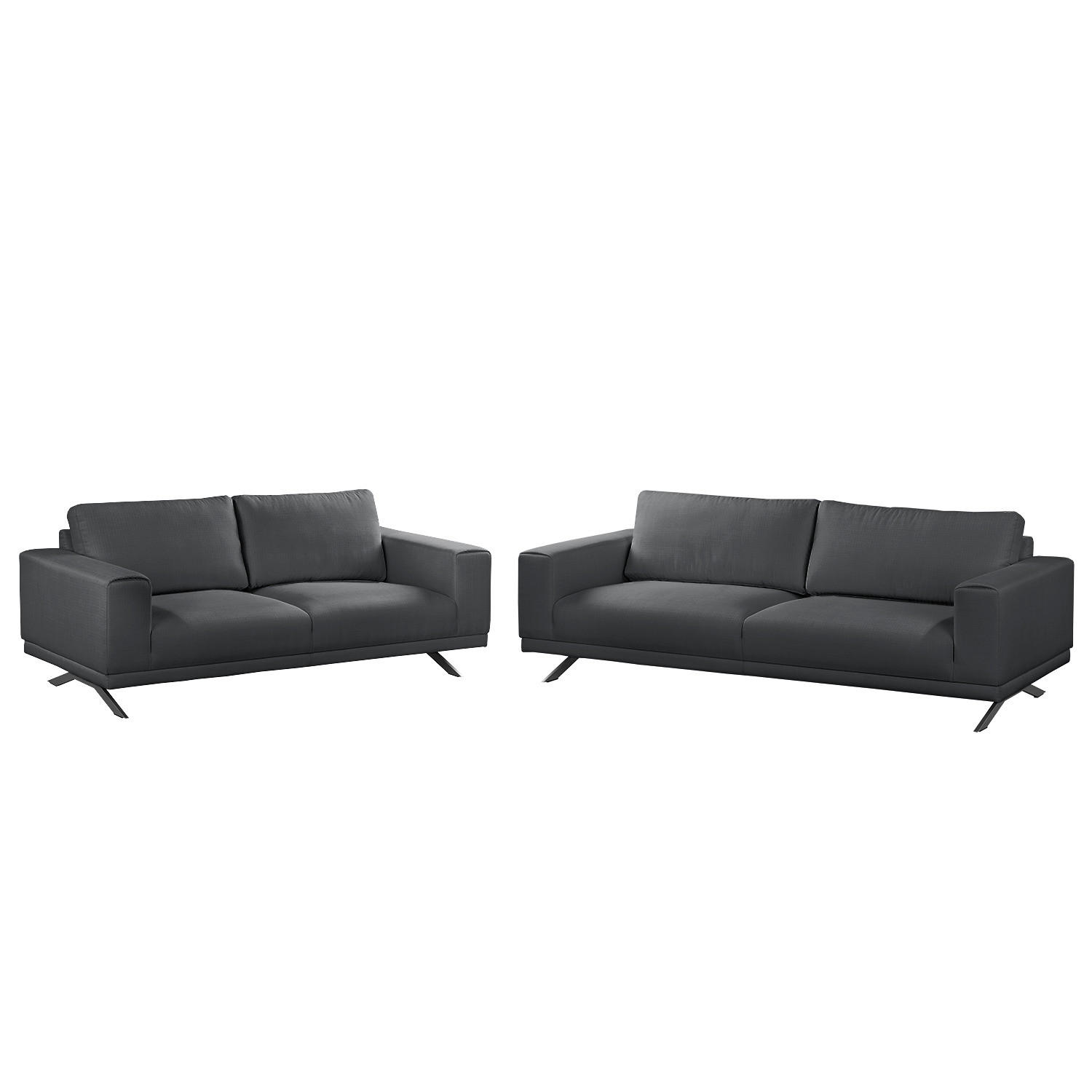 POLSTERGARNITUR (3-2) - Strukturstoff - Hellgrau, Textil (1/1/1cm) - home24