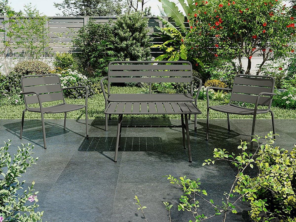GARTENTISCH - Metall - Anthrazitgrau - MIRMANDE von MYLIA - Anthrazit, Metall (89/50/47cm) - Vente-Unique