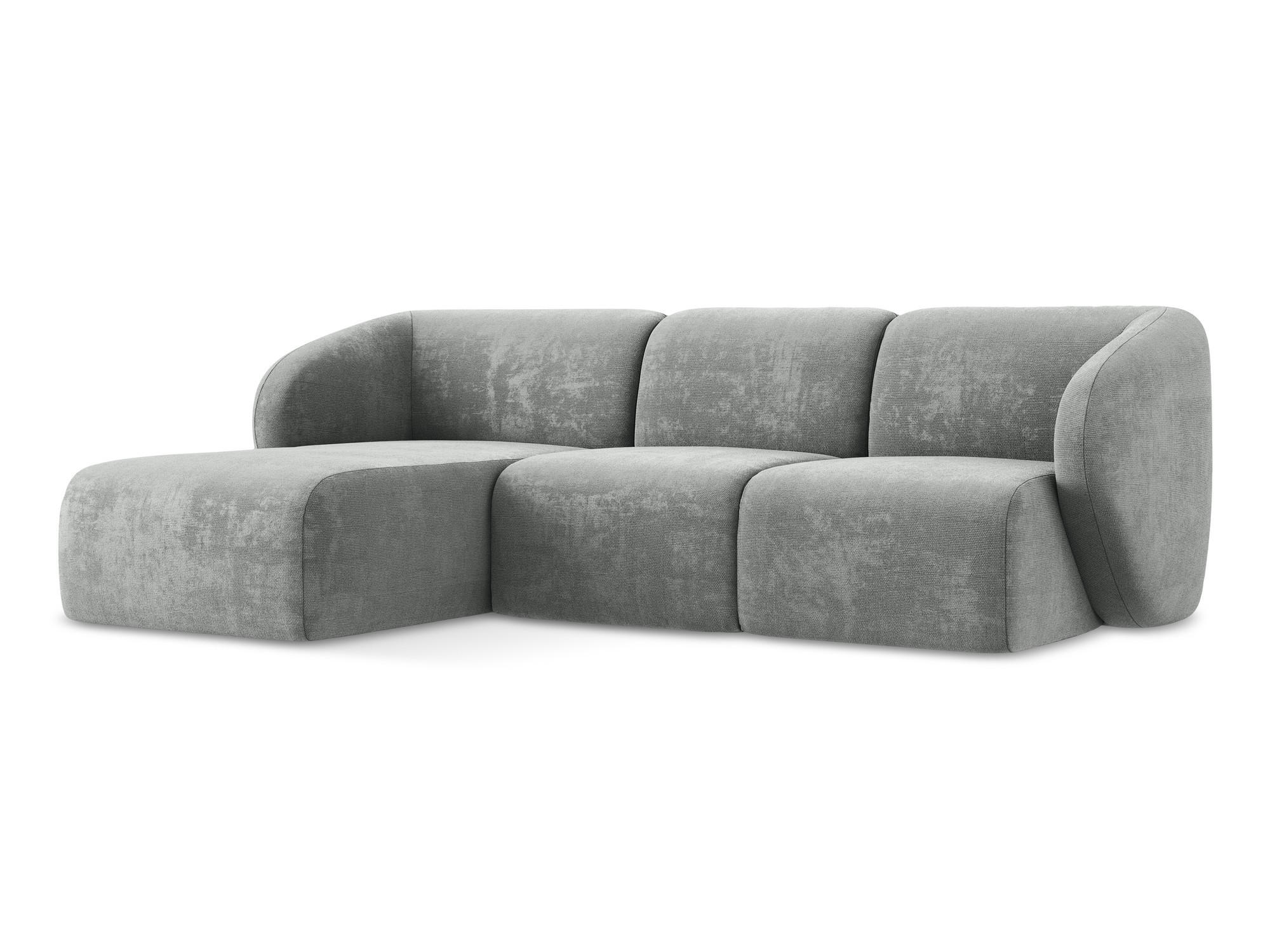 ECKSOFA Links Chenille Stoff Grau - Schwarz/Grau, Holzwerkstoff/Kunststoff (248/166cm) - Makamii