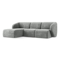 ECKSOFA Links Chenille Stoff Grau - Schwarz/Grau, Holzwerkstoff/Kunststoff (248/166cm) - Makamii