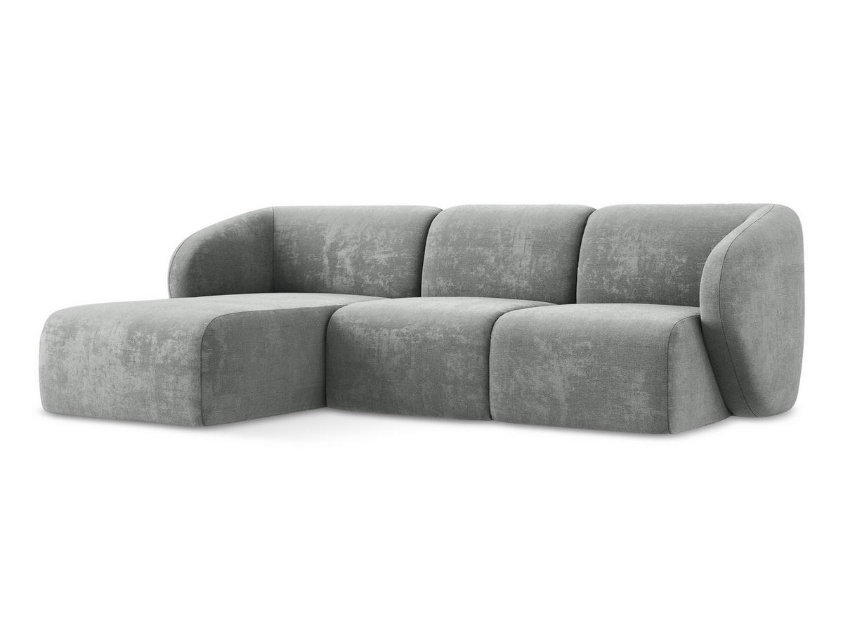 ECKSOFA Links Chenille Stoff Grau - Schwarz/Grau, Holzwerkstoff/Kunststoff (248/166cm) - Makamii