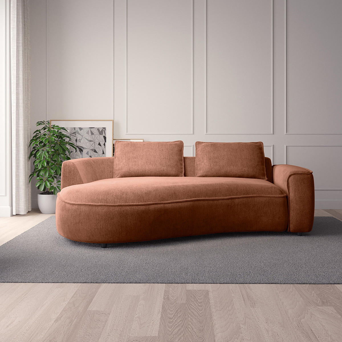 2,5-SITZER SOFA - Beige/Schwarz, Kunststoff/Textil (217/82/146cm) - home24