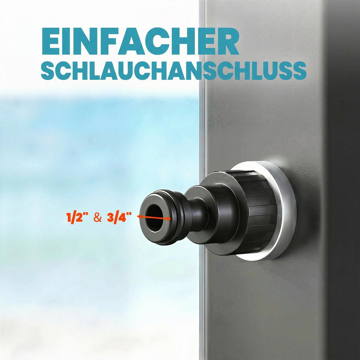 GARTENDUSCHE ABS Edelstahl Schwarz - Schwarz, Kunststoff (18.2/227/21.8cm) - Outsunny