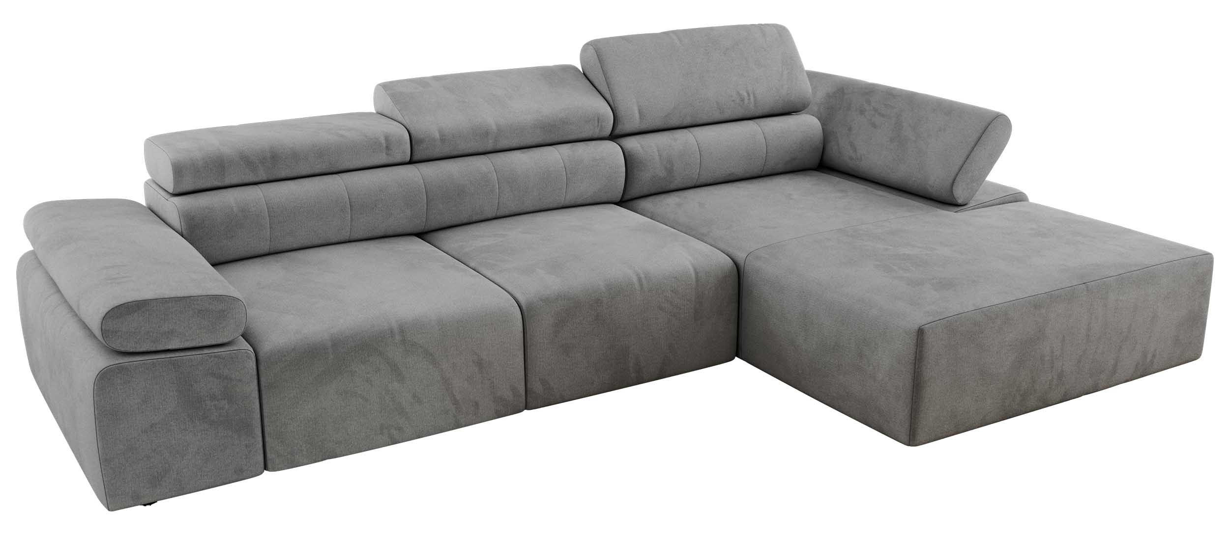 ECKSOFA RILASSO L Hellgrau Velvet - rechts - Hellgrau/Schwarz, Kunststoff/Textil (174/296cm) - MKS