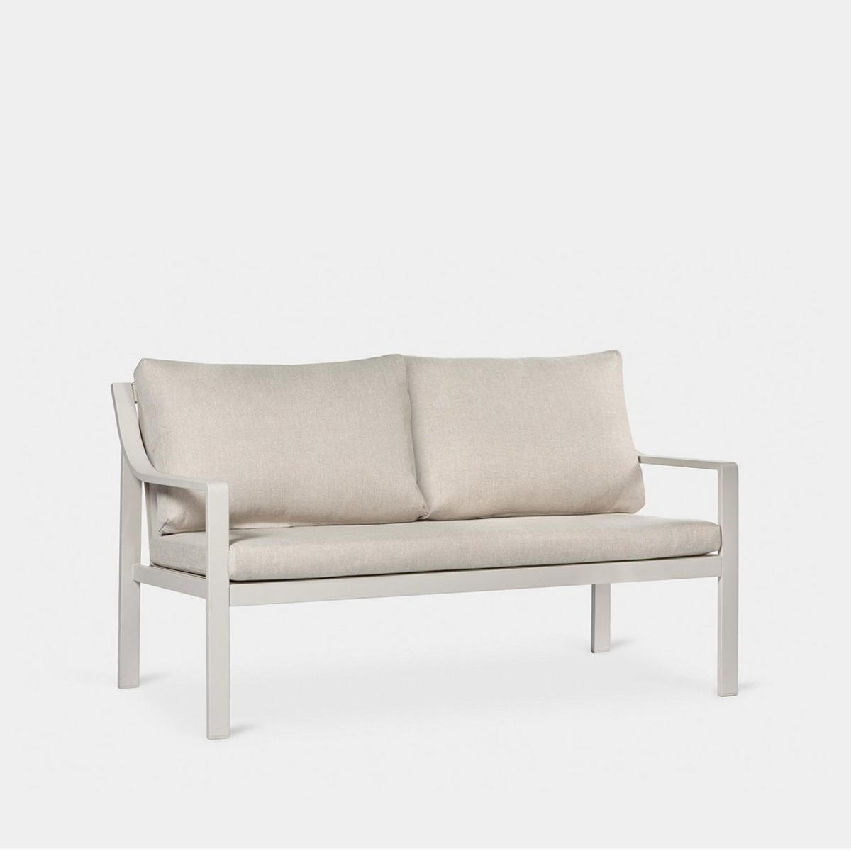 GARTEN-SET mit 2-Sitzer-Sofa und Couchtisch aus beigem Aluminium Niran - Beige, Metall - Klast Home