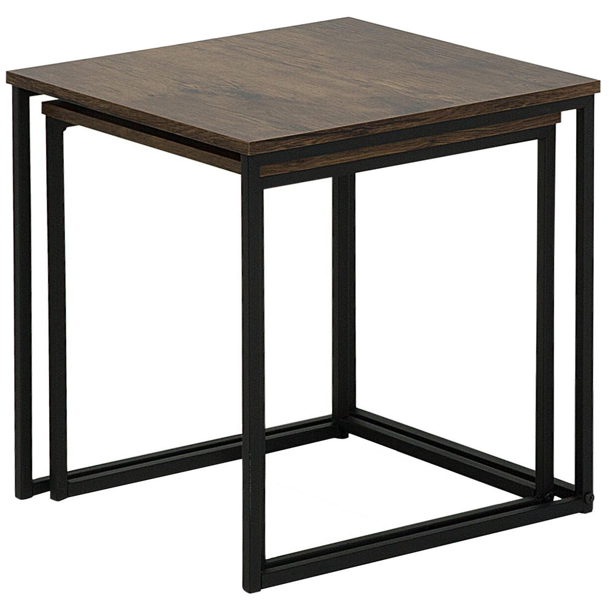 BEISTELLTISCH 2er-Set Quadratisch Holz, Schwarz Denny - Dunkelbraun, Holzwerkstoff (35/35cm) - Beliani