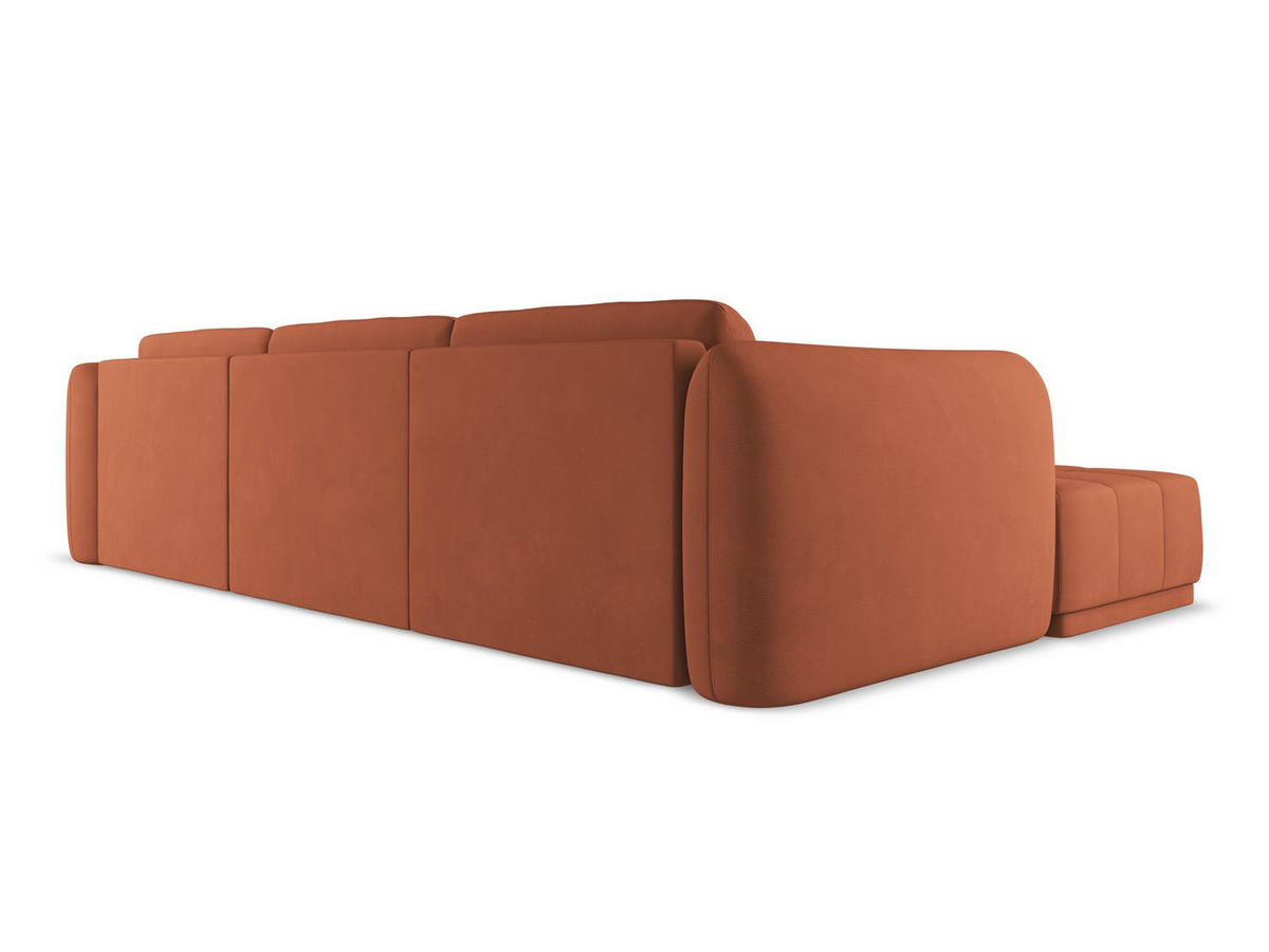 ECKSOFA Links Chenille Stoff Orange - Terracotta/Schwarz, Kunststoff/Textil (170/290cm) - Makamii