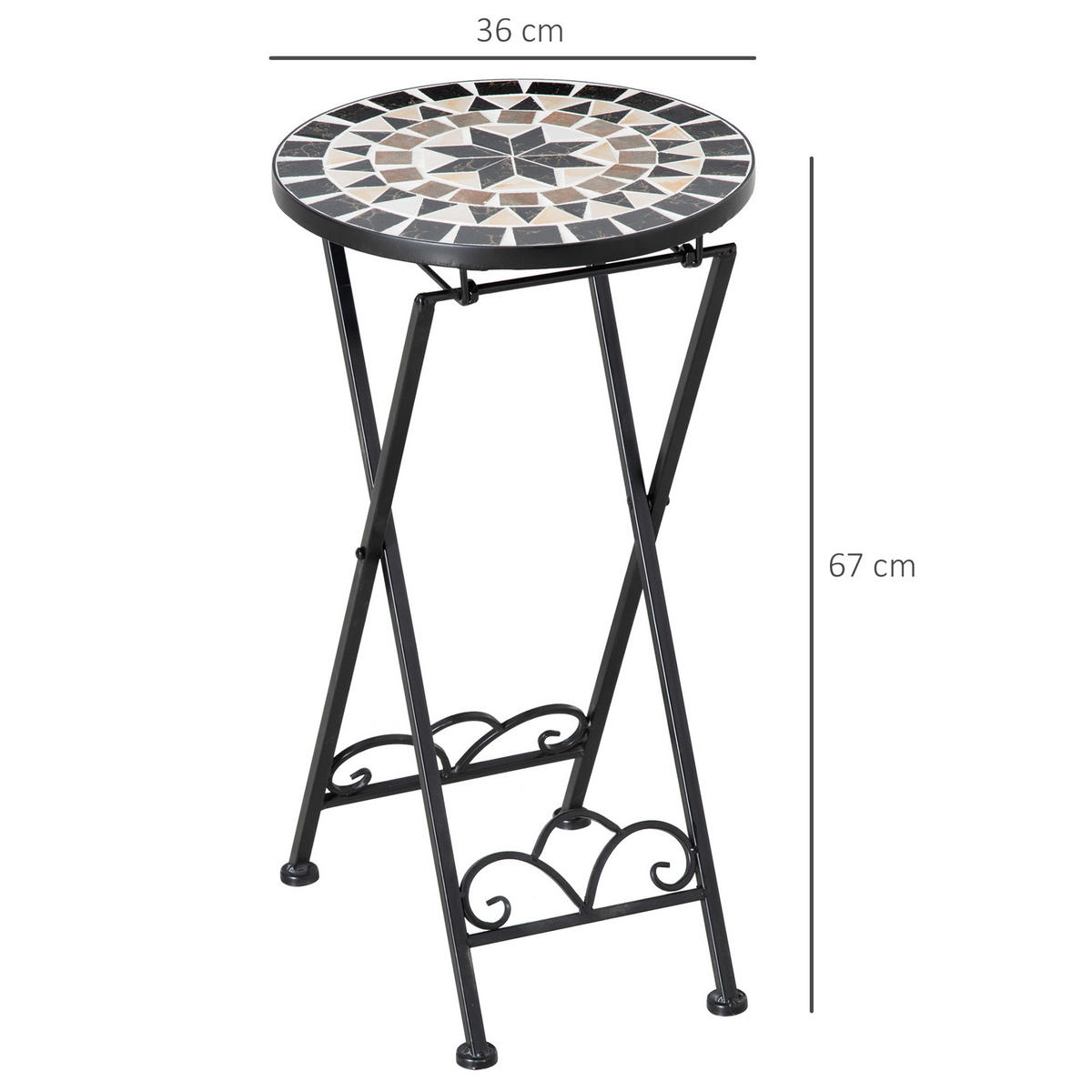 PFLANZENSTÄNDER, Metall, Schwarz+Weiß+Gelb - Multicolor, Metall (36/67/36cm) - Outsunny