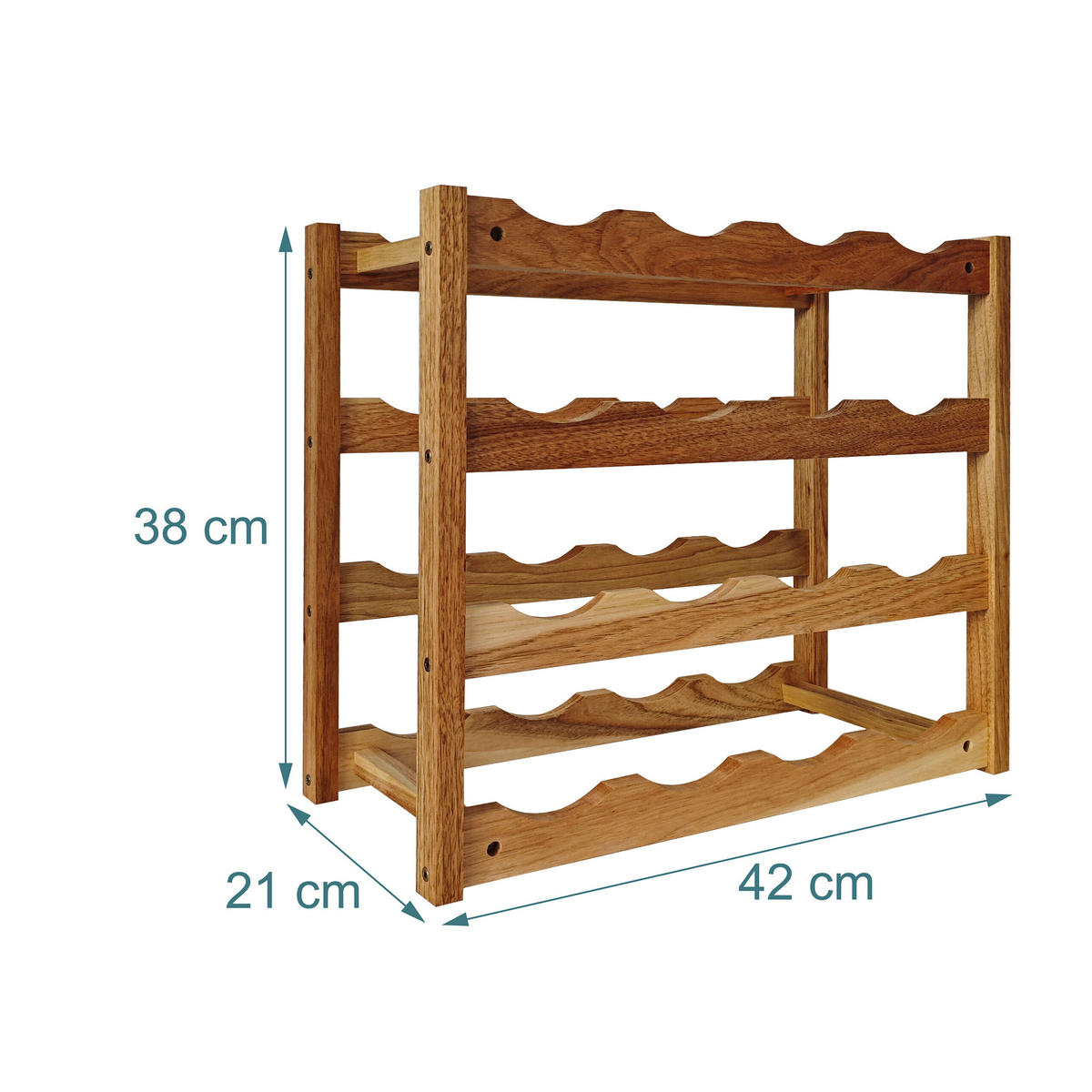 WEINREGAL - Hellbraun, Holz (42/38/21cm) - Relaxdays