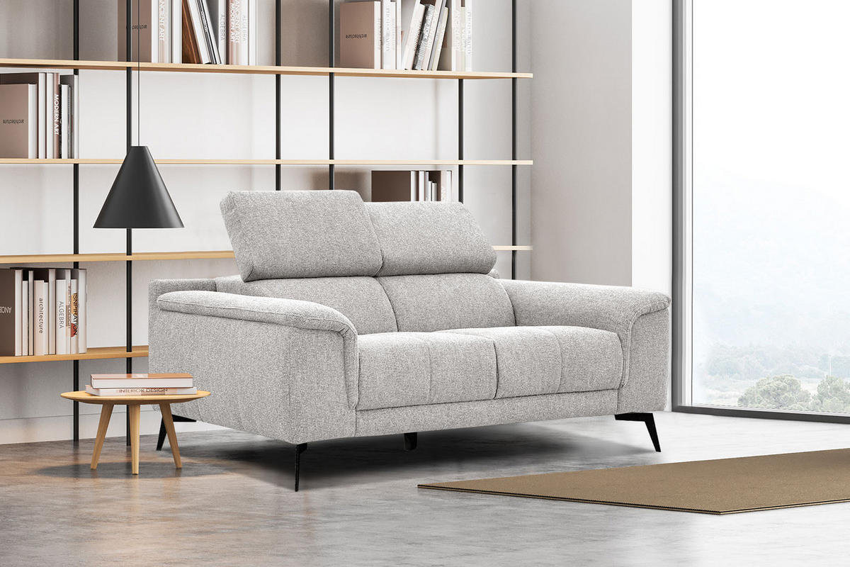 SOFA FIERO 2-Sitzer, hellgrau - Hellgrau/Schwarz, Holzwerkstoff/Textil (170/82/103cm) - Courtois Laville