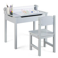 KINDERSCHREIBTISCH mit Stuhl grau(2-tlg) - Grau, Holzwerkstoff (66/58/40cm) - COSTWAY