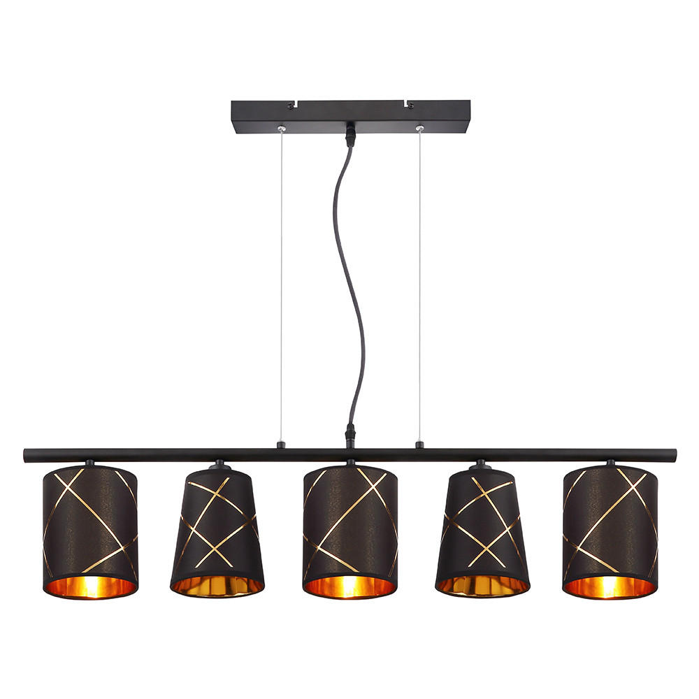 HÄNGELEUCHTE BEMMO Metall Schwarz Goldfarben - Schwarz, Metall (90/13/140cm) - Globo Lighting