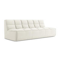 3-SITZER SOFA Samt Stoff Beige - Beige/Creme, Kunststoff/Textil (210/75/93cm) - Makamii