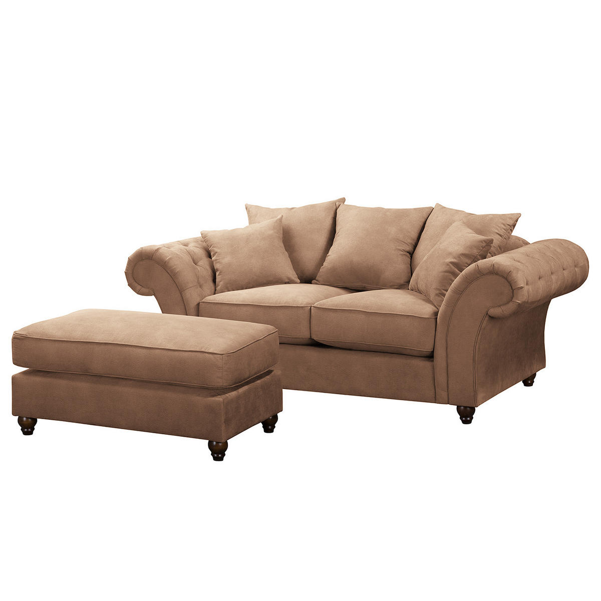 2-SITZER SOFA - Antiklederlook - Cappuccino, Textil (210/90/93cm) - home24