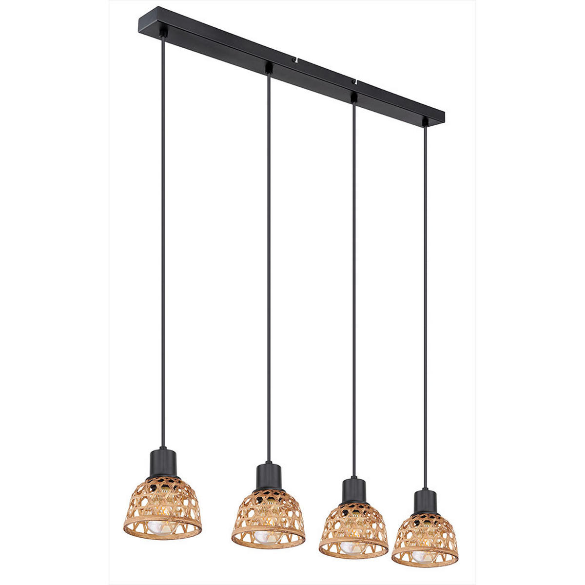 HÄNGELEUCHTE Metall Bambusoptik Schwarz - Schwarz, Holz (72/13/120cm) - Globo Lighting