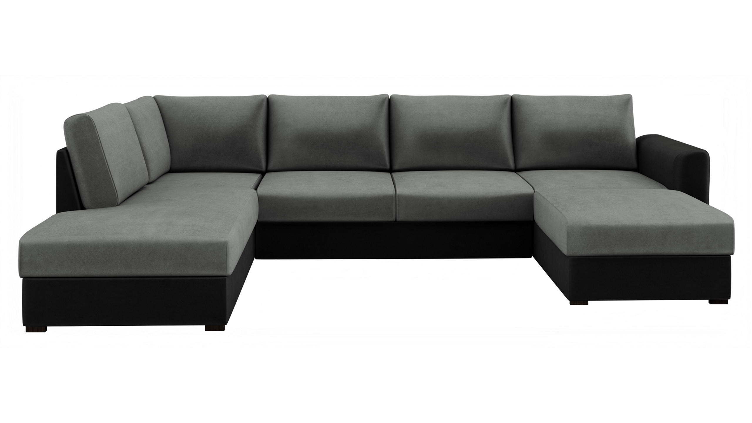 WOHNLANDSCHAFT Wilma Premium, Seite: Links - Schwarz/Grau, Holz/Textil (305/85/188cm) - MIRJAN24