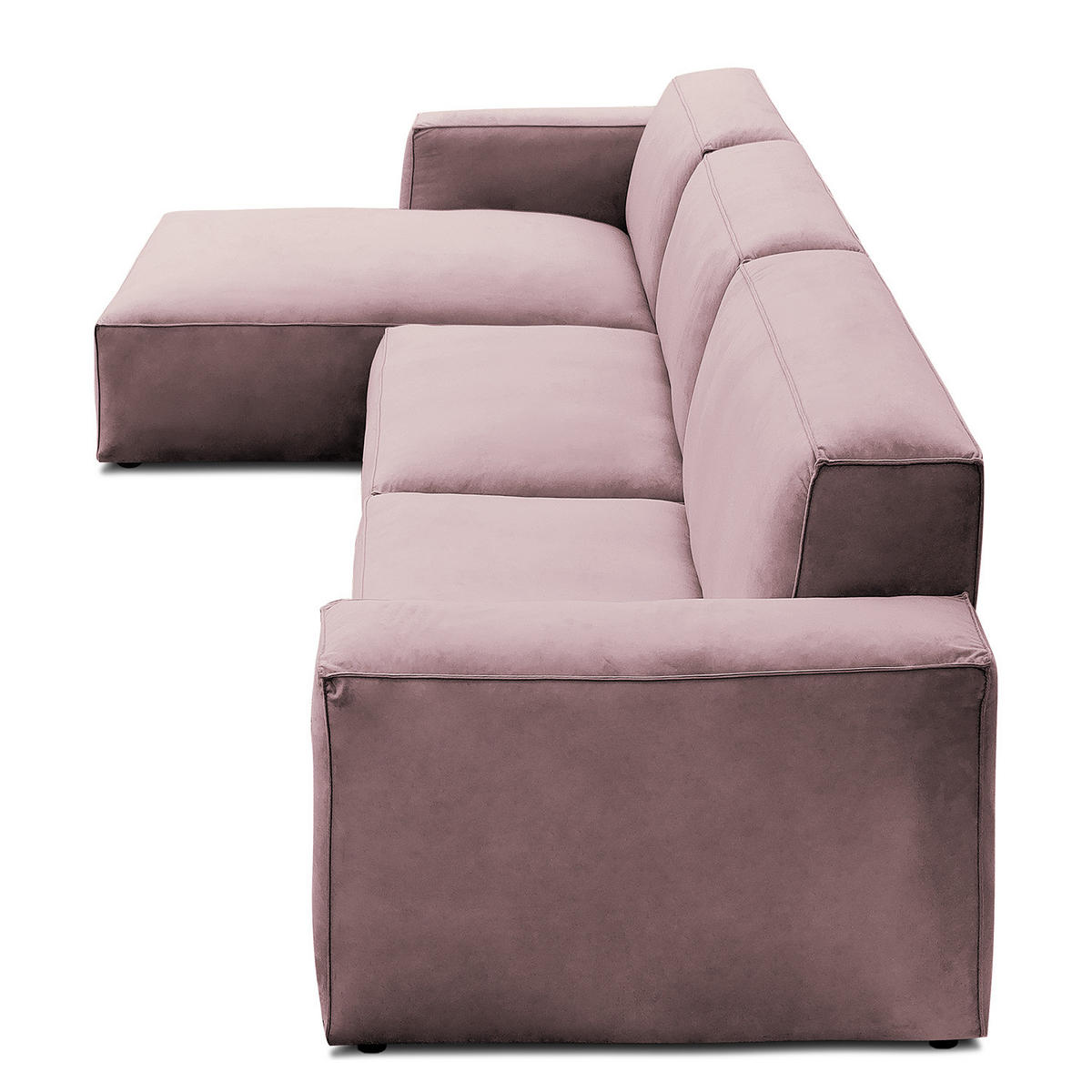 ECKSOFA mit Longchair - Mauve/Schwarz, Kunststoff/Textil (345/170cm) - home24