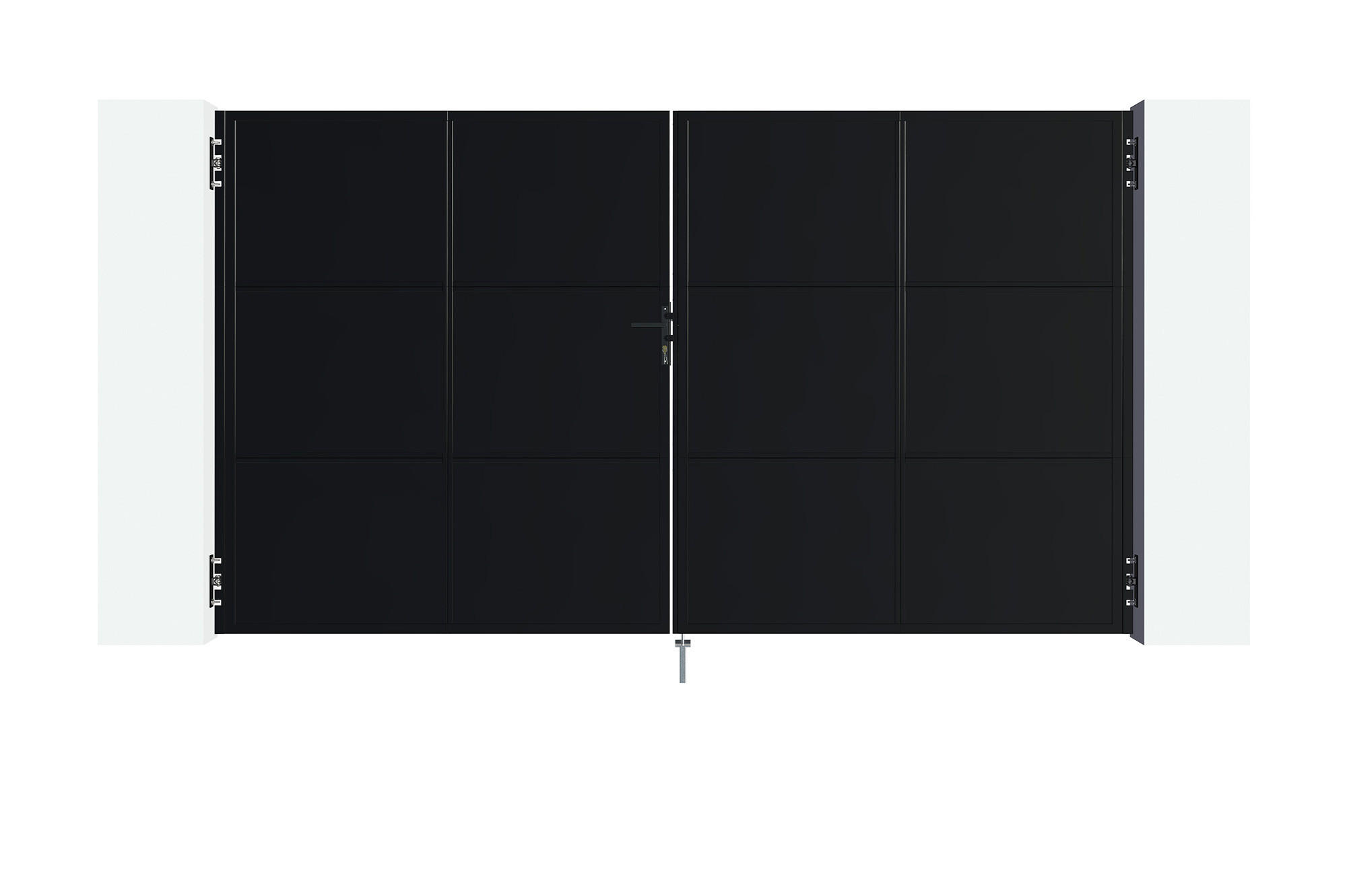 STAHLFLÜGELTOR Nali Mattschwarz 3,5m H.200cm - Schwarz, Metall (343/200cm) - Casanoov