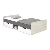 JUGENDBETT REMI 16 120/200 in Eichenweiß / Weiß Matt / Anthrazit - Eichefarben/Anthrazit, Holzwerkstoff (120/200cm) - Deine Möbel 24