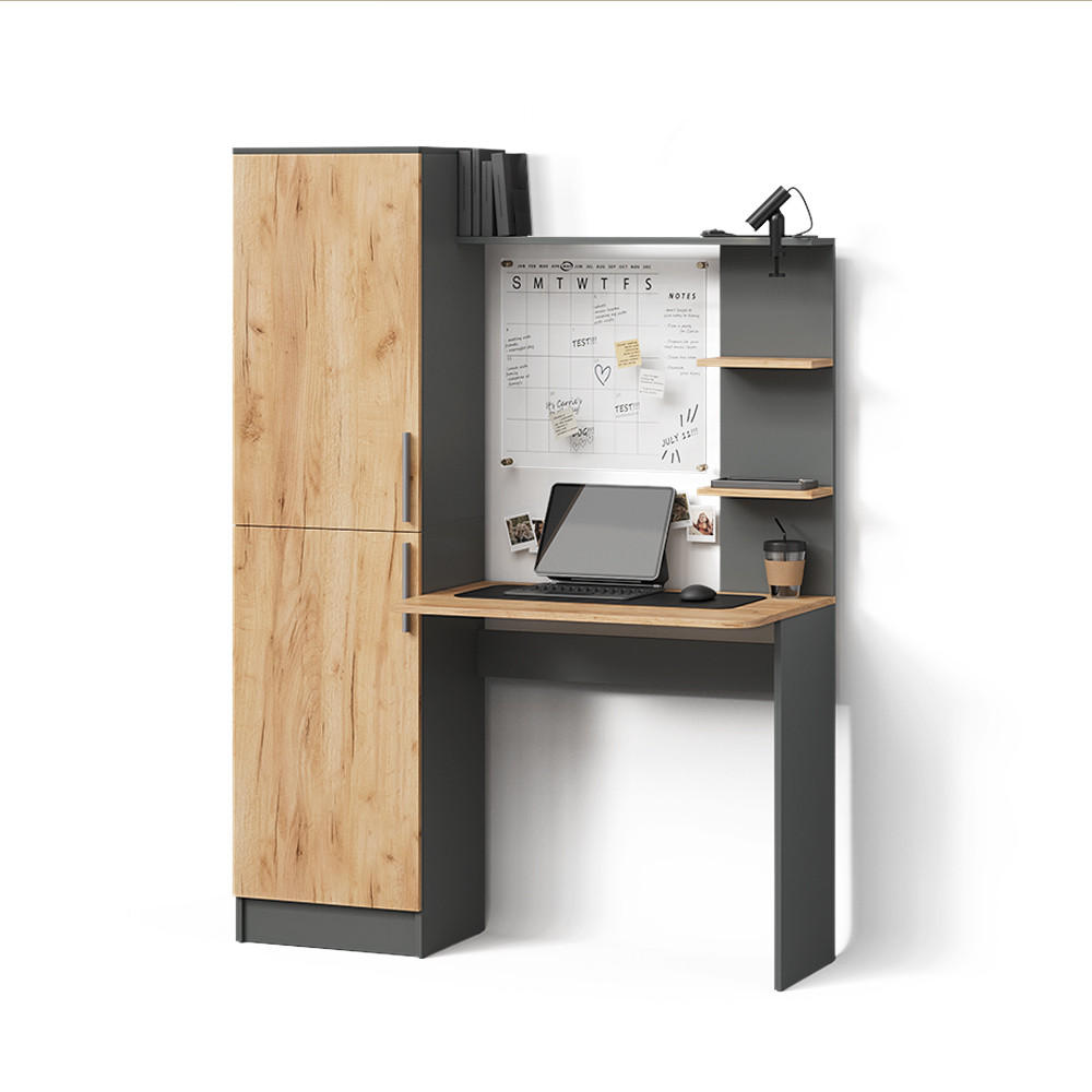 SCHREIBTISCH Rina Anthrazit/Goldkraft Eiche 122.9 x 168 cm - Anthrazit, Holzwerkstoff (52/122.9/168cm) - Livinity®